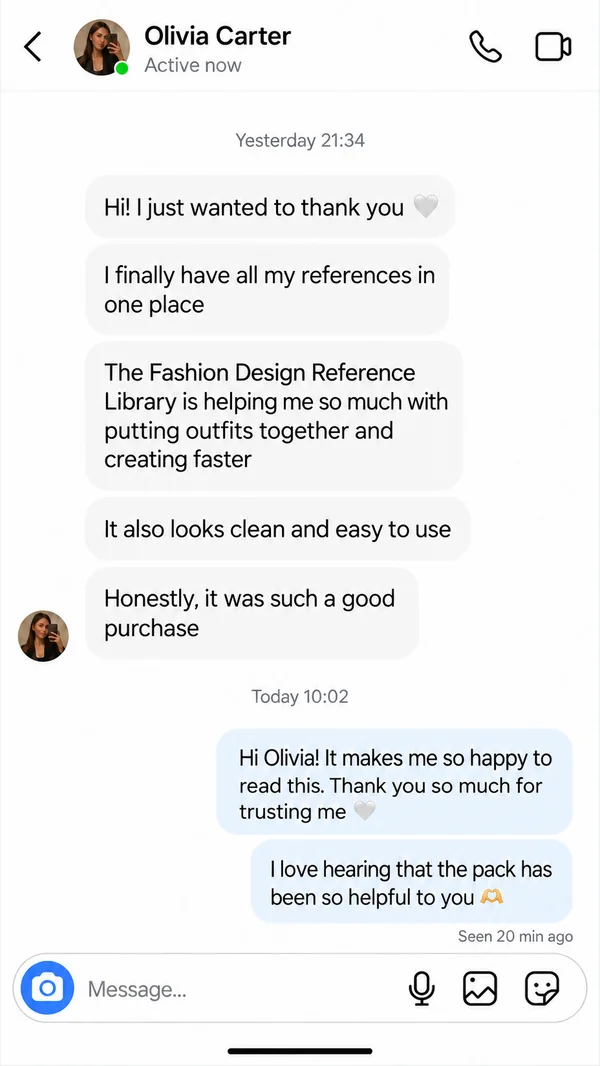 Olivia's feedback about organizing fashion references